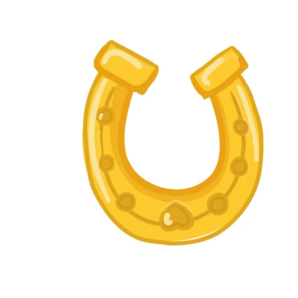 Gold horseshoe icon isolated on white background. — Stock Vector