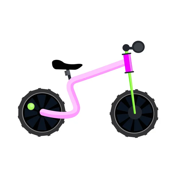 Różowy dzieci równowagi rower płaski styl wektor — Wektor stockowy