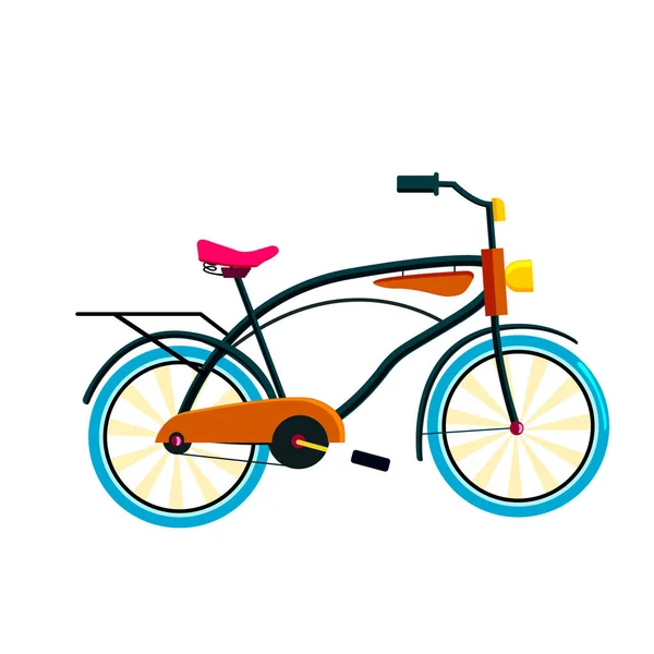 Cruiser praia moda antiga bicicleta plana vetor — Vetor de Stock