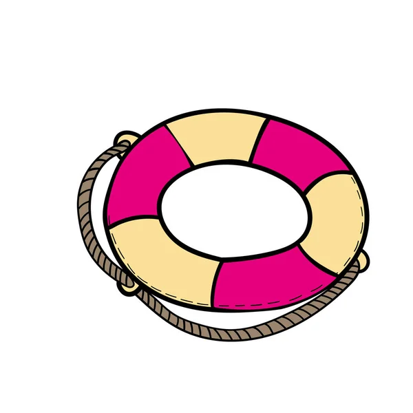 Vector de color garabato Lifebuoy icono Elemento de viaje — Vector de stock
