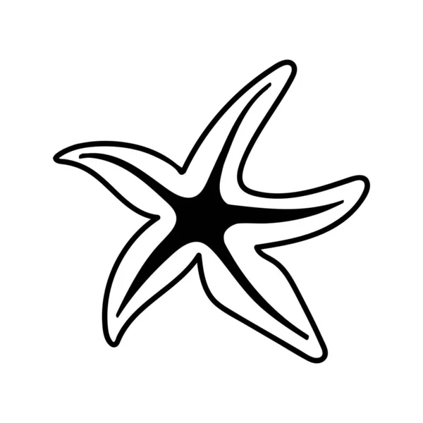 Seastar dibujado a mano. Esquema estrella de mar icono estrella de mar — Vector de stock