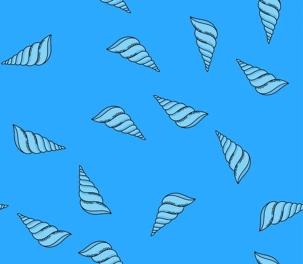 Handgezeichnete Muschel nahtlose Muster Vektor Illustration — Stockvektor