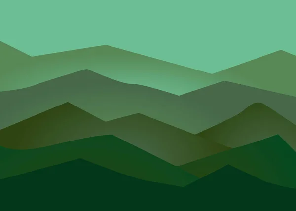 Dibujo vectorial de montañas amanecer, imagen panorámica — Vector de stock