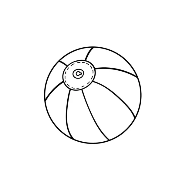 Пляжный мяч веселая вечеринка летом икона каракули стиле — стоковый вектор
