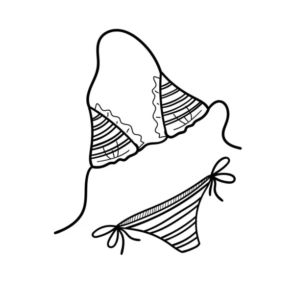 Doodle hand rita kvinnor baddräkt bikini vektor — Stock vektor