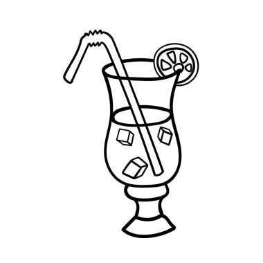 El çizimi, tropik alkol kokteyli.