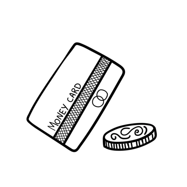 Debit 또는 credit card and coin icon vector — 스톡 벡터