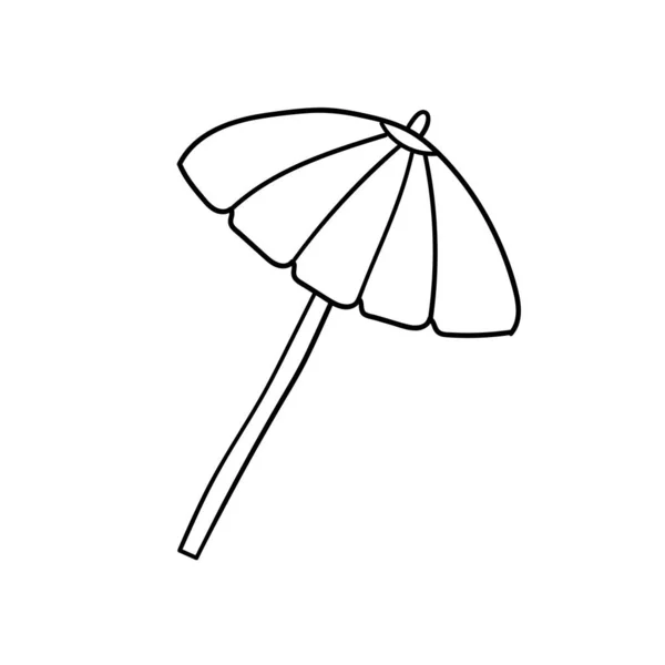 Ručně kreslený plážový deštník izolované bílé — Stockový vektor