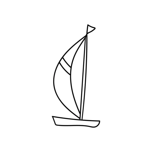 Barca a vela stile doodle icon.Yacht viaggio estate — Vettoriale Stock