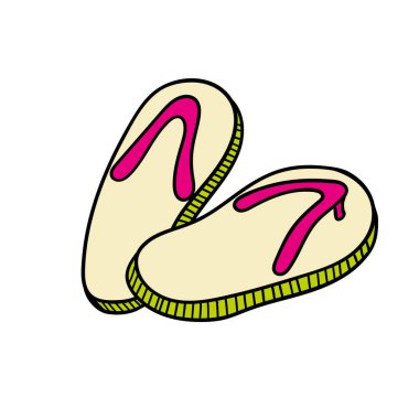 Karalama tarzında parmak arası terliklerin el çizimi simgesi