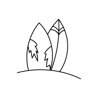 Sörf tahtası karalama simgesi Beyaz arkaplanda izole edildi