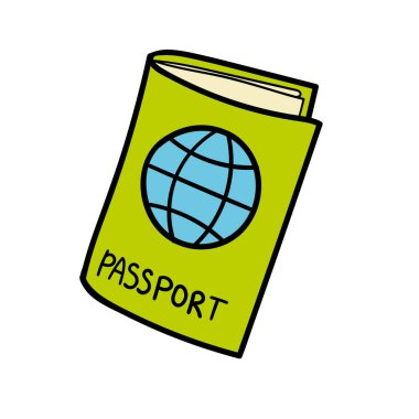 Pasaport, el çizimi bir pasaport vektörü.
