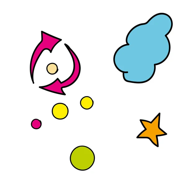 Doodle star, cloud and circle arrow vector — Stock Vector