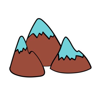 Karalama dağı ve kar el çizimi stili.