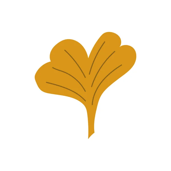 Feuille de gingko jaune. style plat feuille de gingko — Image vectorielle