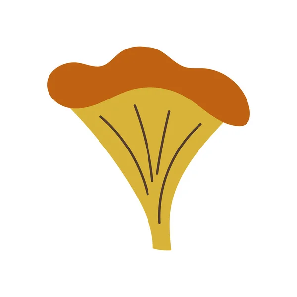 Champignon chanterelle plat dessiné à la main icône champignon — Image vectorielle