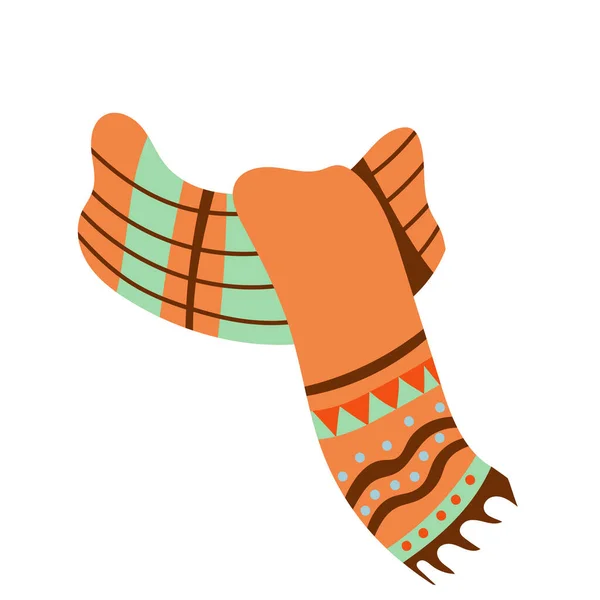 Vector illustration of orange scarf with ornament — 스톡 벡터