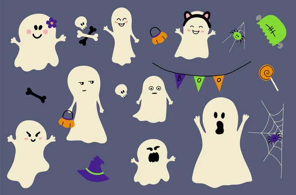 Ghost icon element set for Halloween vector — Stock Vector