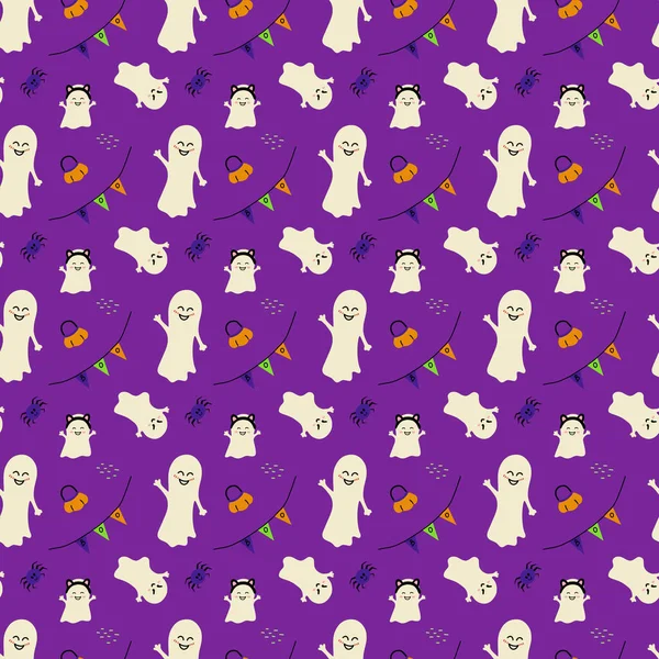 Halloween minta szellemek, tök és spyder — Stock Vector
