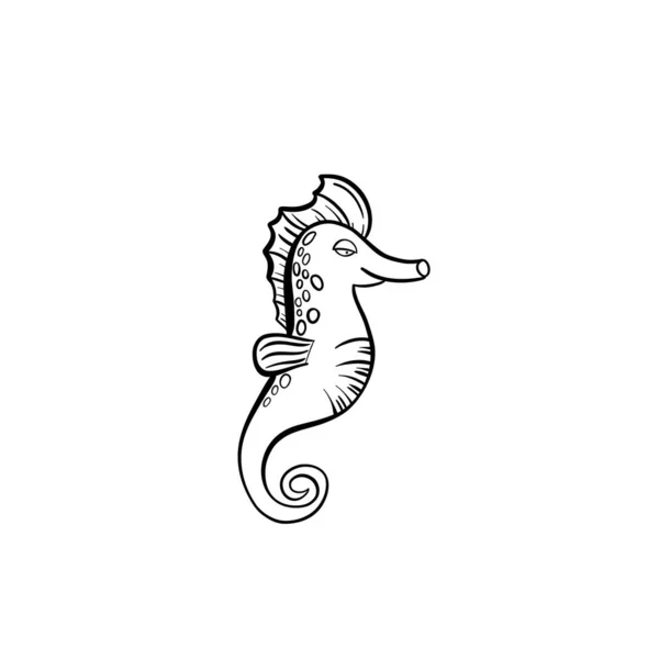 Sea Horse. Animaux marins dessinés à la main. Seringues de mer. — Image vectorielle