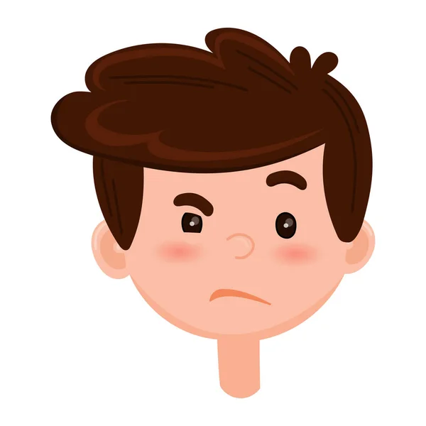 Boy suspicion and distrust face. kids emotions — Stock Vector