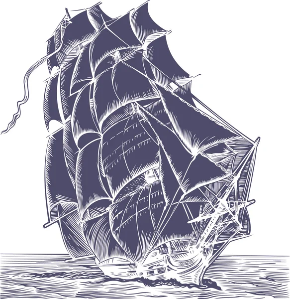 Viejo barco de vela — Vector de stock