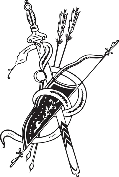 Snake, sword and arrows Stock Illustration