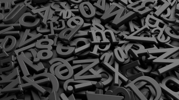 Nahaufnahme Einer Menge Schwarzer Buchstaben Aus Dem Alphabet — Stockfoto