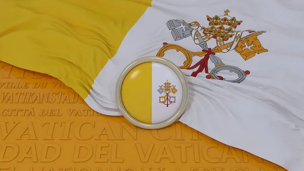 Representación Una Bandera Ciudad Del Vaticano Botón Brillante Sobre Fondo — Foto de Stock