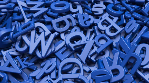 Nahaufnahme Einer Menge Blauer Buchstaben Alphabet — Stockfoto