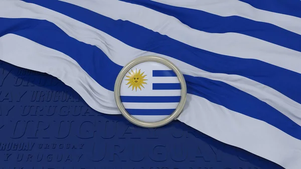 Representación Bandera Nacional Uruguay Botón Brillante Sobre Fondo Azul —  Fotos de Stock