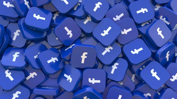 Weergave Van Een Heleboel Facebook Vierkante Badges Een Close Bekijken — Stockfoto