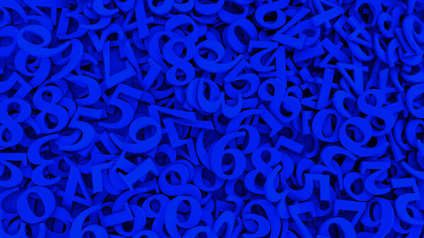 Rendering of 3D blue numbers in a close up view