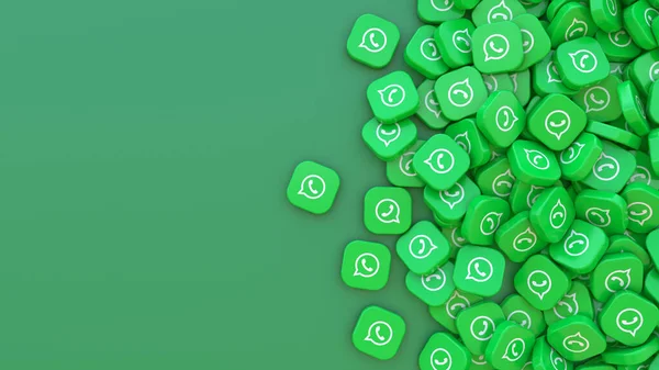 Renderização Monte Emblemas Quadrados Whatsapp Sobre Fundo Verde — Fotografia de Stock