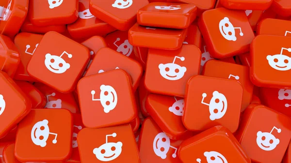 Рендеринг Большого Количества Квадратных Значков Reddit Крупном Плане — стоковое фото