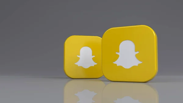 Απόδοση Των Δύο Snapchat Πλατεία Σήματα Πάνω Από Γκρι Φόντο — Φωτογραφία Αρχείου