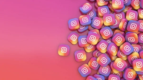 Renderização Monte Emblemas Quadrados Instagram Sobre Fundo Colorido — Fotografia de Stock