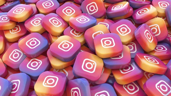 Renderizando Monte Emblemas Quadrados Instagram Uma Visão Perto — Fotografia de Stock