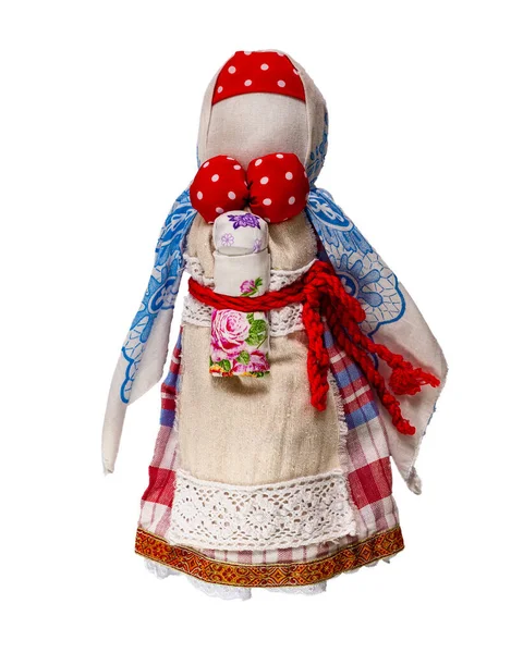 Traditional home-made Russian doll made of fabric. — Stock Photo, Image