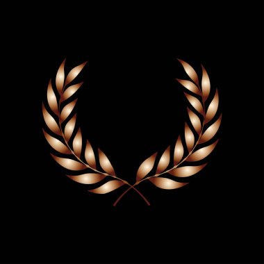 Vektör altın ödüllü defne çelengi. Kazanan etiket, yaprak sembolü zafer, zafer ve başarı illüstrasyonu