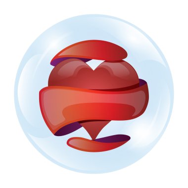 Bir cam balonun içinde kalp, vektör