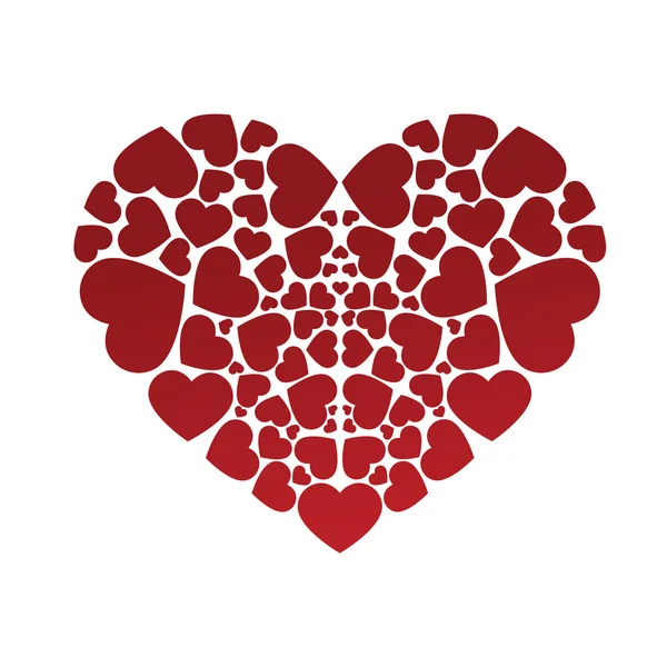 Hermoso corazón compuesto de corazones . — Vector de stock