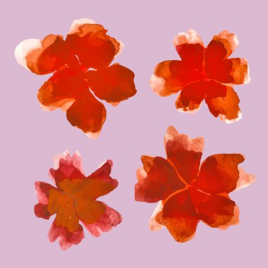 Suluboya çiçek - kırmızı