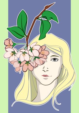 Elma ağacı çiçek kız