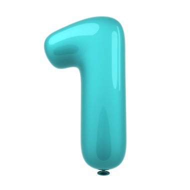 Parlak balonlar numarası beyaz arka plan üzerinde 3d render