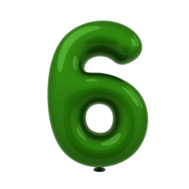 Parlak balonlar numarası beyaz arka plan üzerinde 3d render