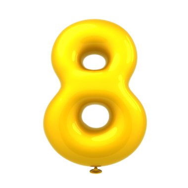 Parlak balonlar numarası beyaz arka plan üzerinde 3d render