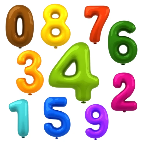 renkli parlak balonlar numarası beyaz arka plan üzerinde 3d render