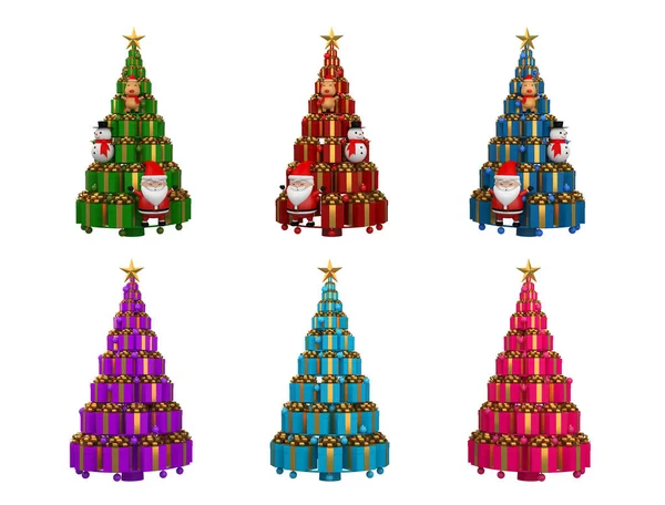 Colorful Christmas Tree Rendering — Stock Photo, Image