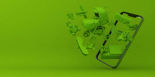 Çevrimiçi Alışveriş Çocuk Aletleri, Mobil Uygulama, 3D Hazırlama.